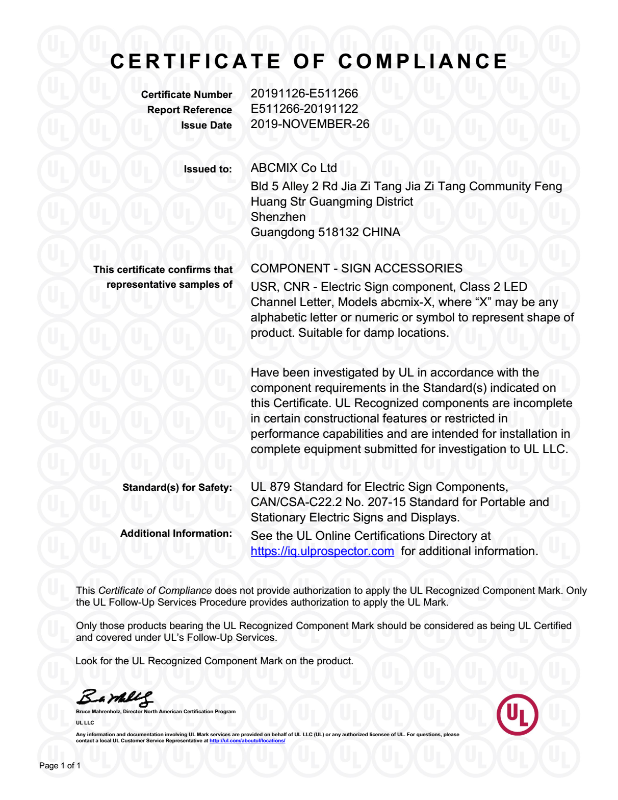 UL Company Certificate5